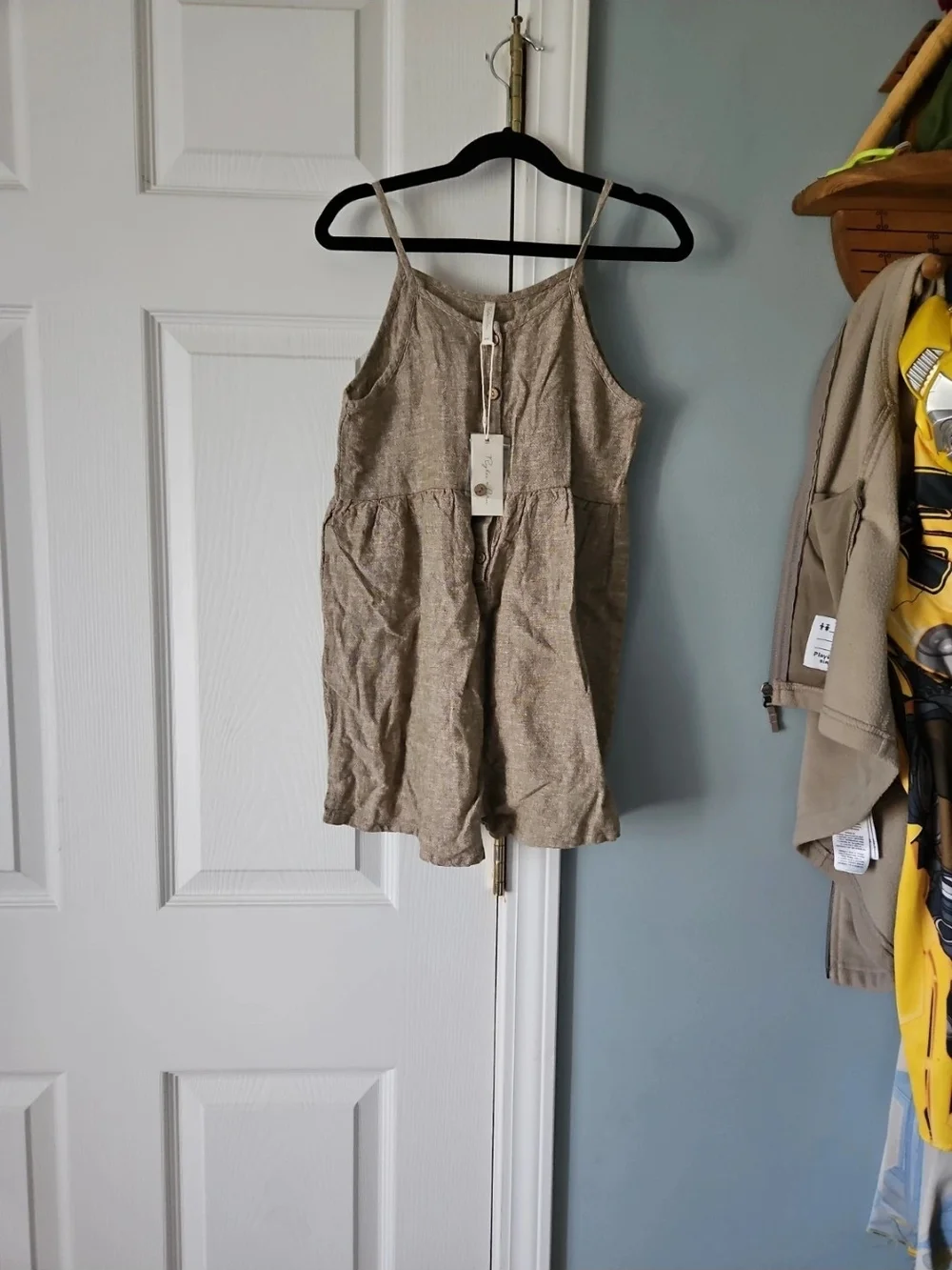 Rylee + Cru Neutral Spaghetti Strap Romper